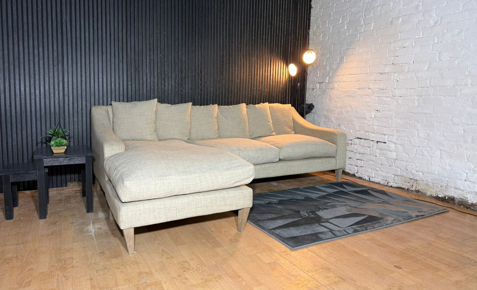 New stock! Beautiful LOAF Oscar chaise sofa upholstered in the popular Oat
